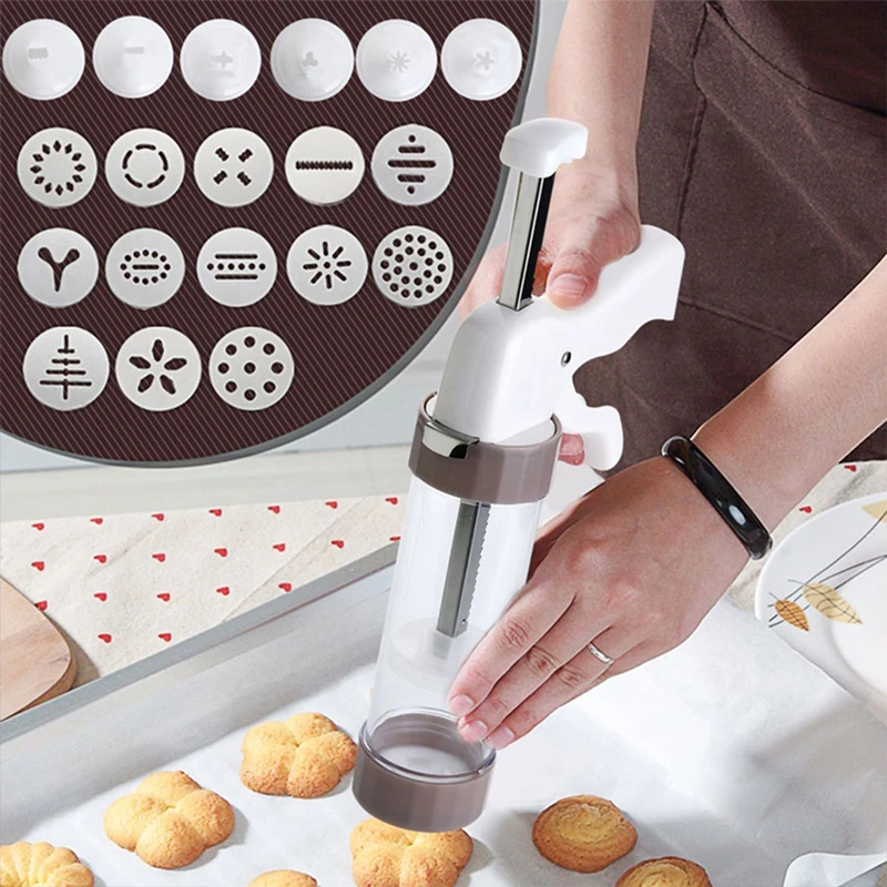 Cookie Cutter Baking Mold Cookie Mould Fondant Cutter Cookie Maker Press Kit Pastry Cutter Cookie Press Icing Kit Cookie Cutter Mold Gun DIY Pastry Syringe Extruder Nozzles Piping Cream Biscuit Maker Cake Tools