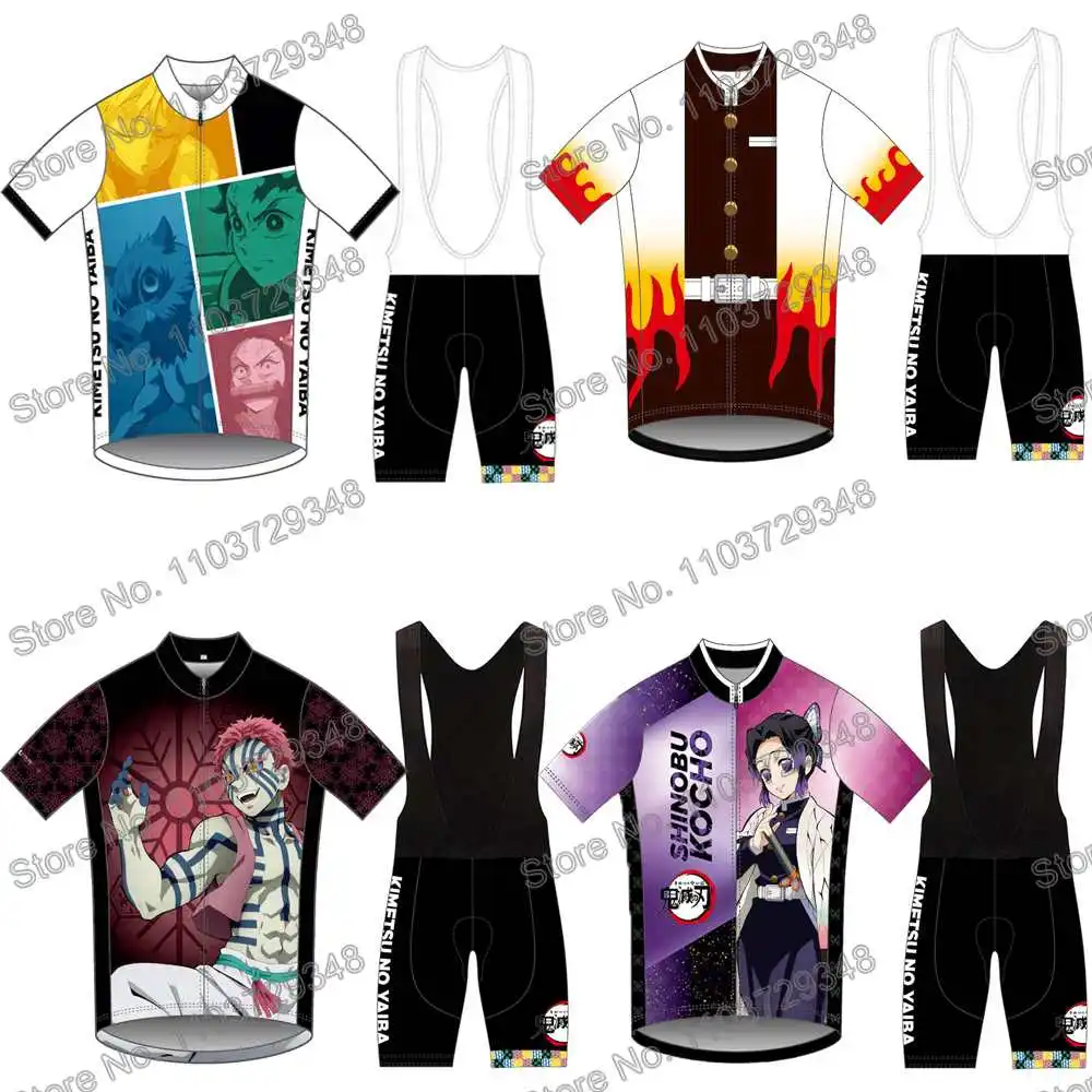 Demon Slayer Cycling Jersey Men's Set Summer Cycling Clothing Road Bike Shirt Short Sleeve MTB Women Bicycle Bib Shorts