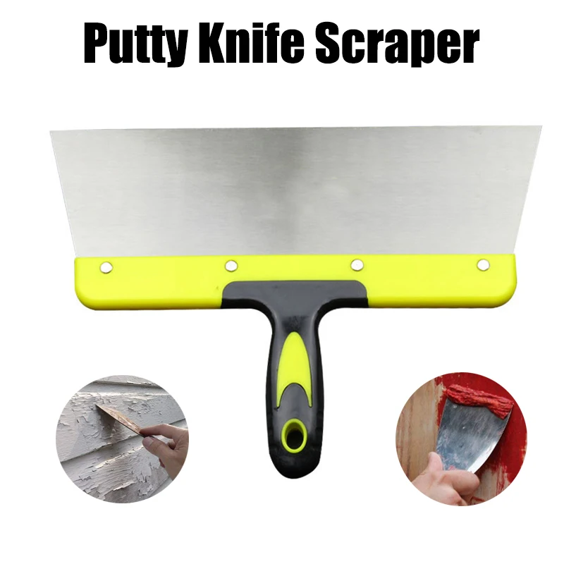 Putty Knife Handle Stainless Steel Paint Scraper Taping Knife for Repairing Drywall Removing Wallpaper, Plaster, Cement