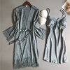 Blanc 5 pièces ensemble de sommeil Pyjamas dame dentelle Satin Pyjamas Kimono robe de bain vêtements de nuit amples maison vêtements col en v vêtements de nuit décontractés