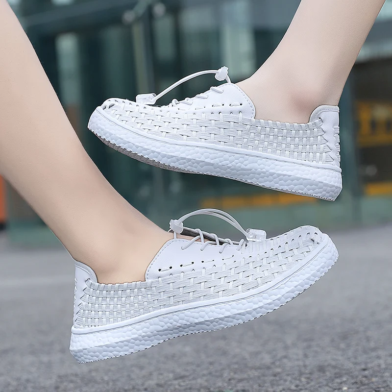 

2023 Manual Knit Women Casual Shoes Summer Soft Portable Sneakers Walking Shoes Flat Sole for Men Breathable Comfortable Zapatos