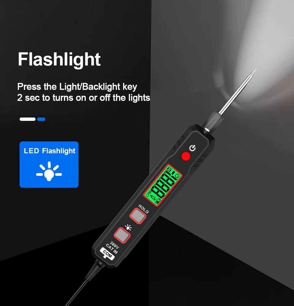 Tester Di Tensione Senza Contatto - Rilevatore DC 2-100V Con LCD, Cicalino E Retroilluminazione - Foto 10