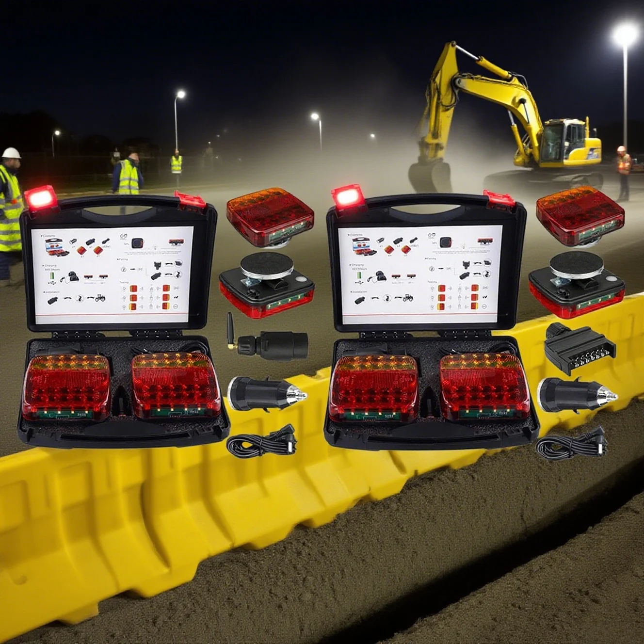 1set Wireless Trailer Lights LED Magnetic Waterproof  Tail Lights for Trailer Rechargeable Towing Light Kit for Trucks Boat RV V