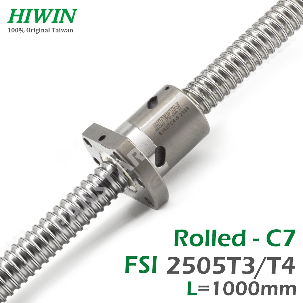 HIWIN Taiwan FSI 2505 Lead 5mm Ball Screw Rolled C7 1000mm CNC Parts