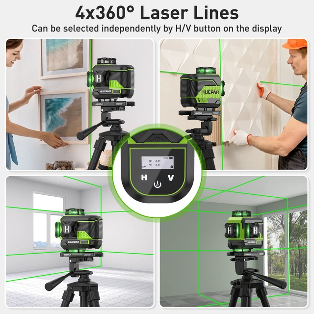 Livella Laser Verde 4x360° Autolivellante - Con Treppiede E Telecomando | Per Interni E Progettazione - Foto 6