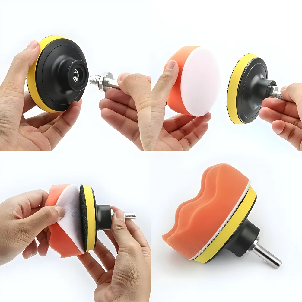 12pcs 3 Inch Polishing Drill Pad Kit Car Sponge Foam Buffing Polishing Machine Pad Set for Car Polishing Waxing Sealing Glaze 5