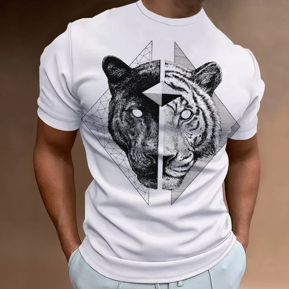 2022 Men’s Shirt English Words Animal World Ghost 3D Printing Top O-Neck  T-shirt High Quality Casual Loose Oversized 5XL