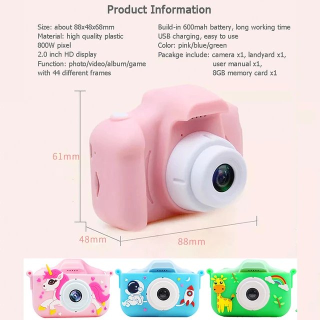 Câmera digital infantil de desenho animado