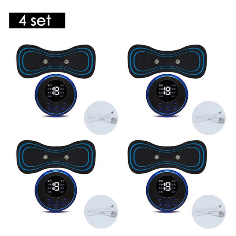 4P Mini Electric Pulse Neck Massager Portable Back Neck Decompression Muscle Relaxation Machine Shoulder Muscle Pain Relief Tool