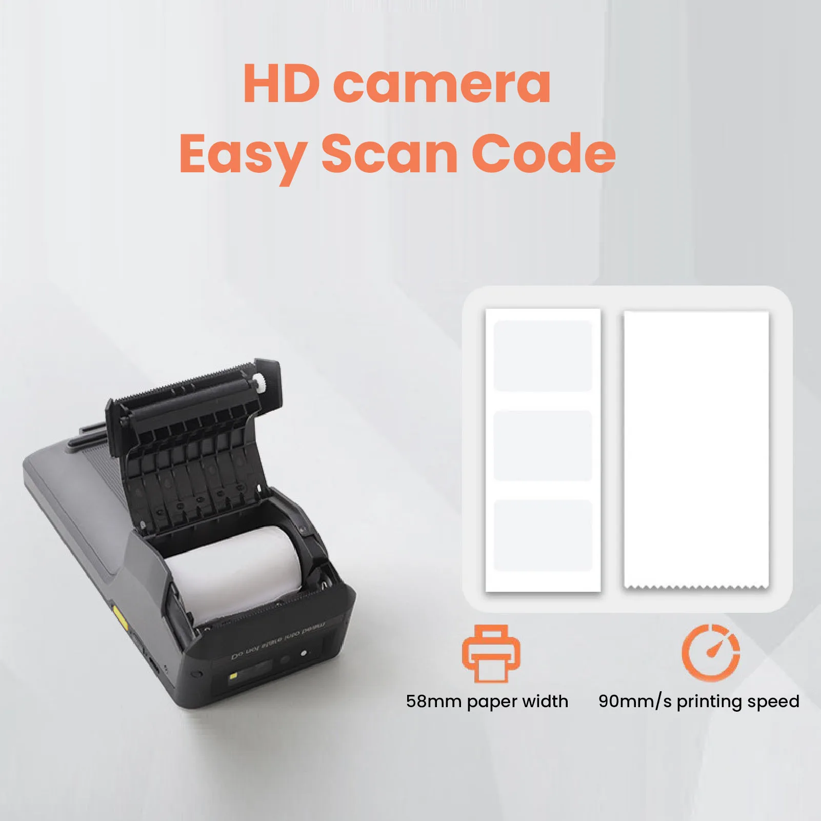 POS 영수증 프린터 5인치 화면 휴대용 4G 와이파이 1D 2D QR NFC 감열 프린터 소규모 사업용 POS 영수증 프린터