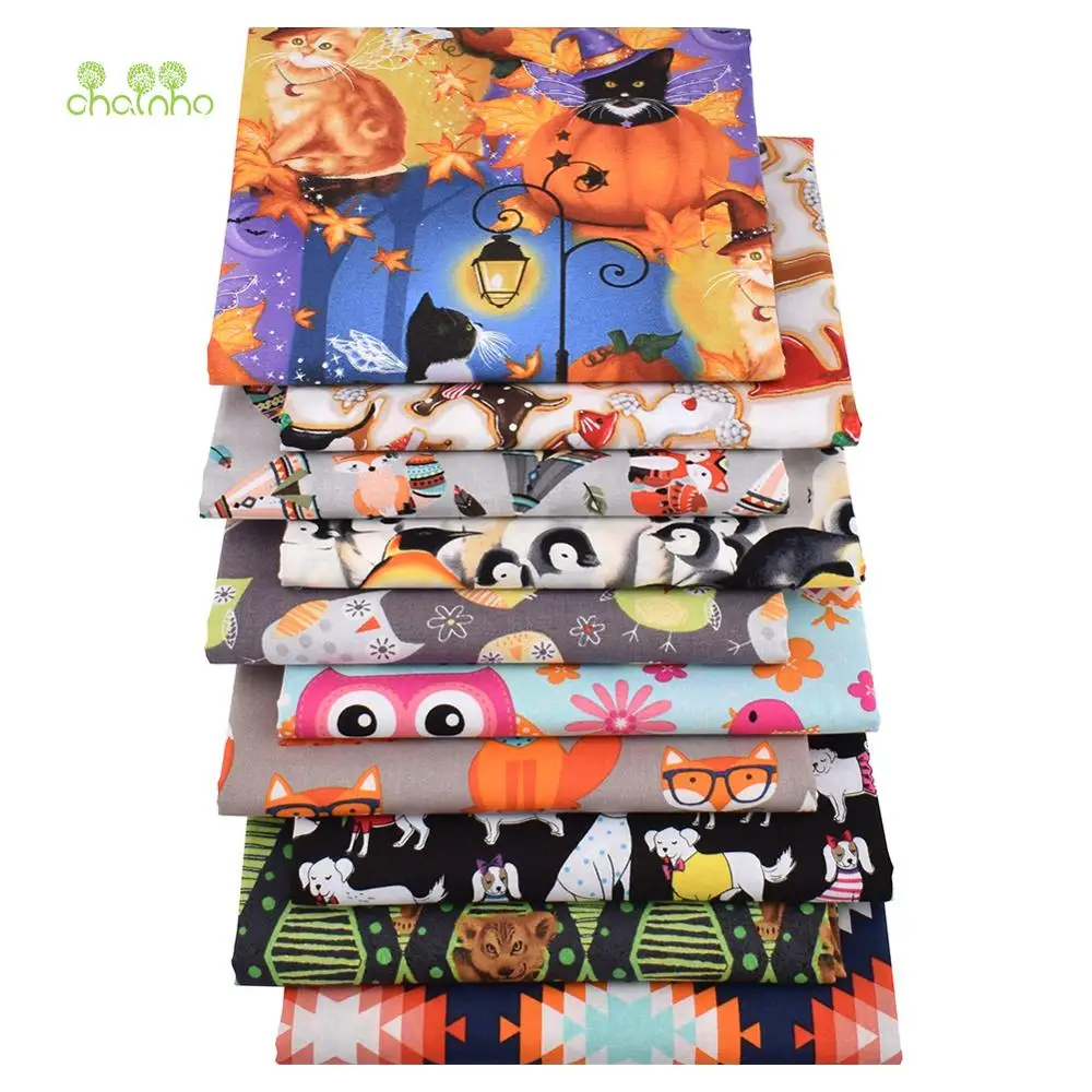 Chainho,Plain Weave Cotton Fabric,Handmade DIY Quilting Sewing Material,Patchwork Cloth,10 Halloween Series,20x25cm/Piece,15CD23