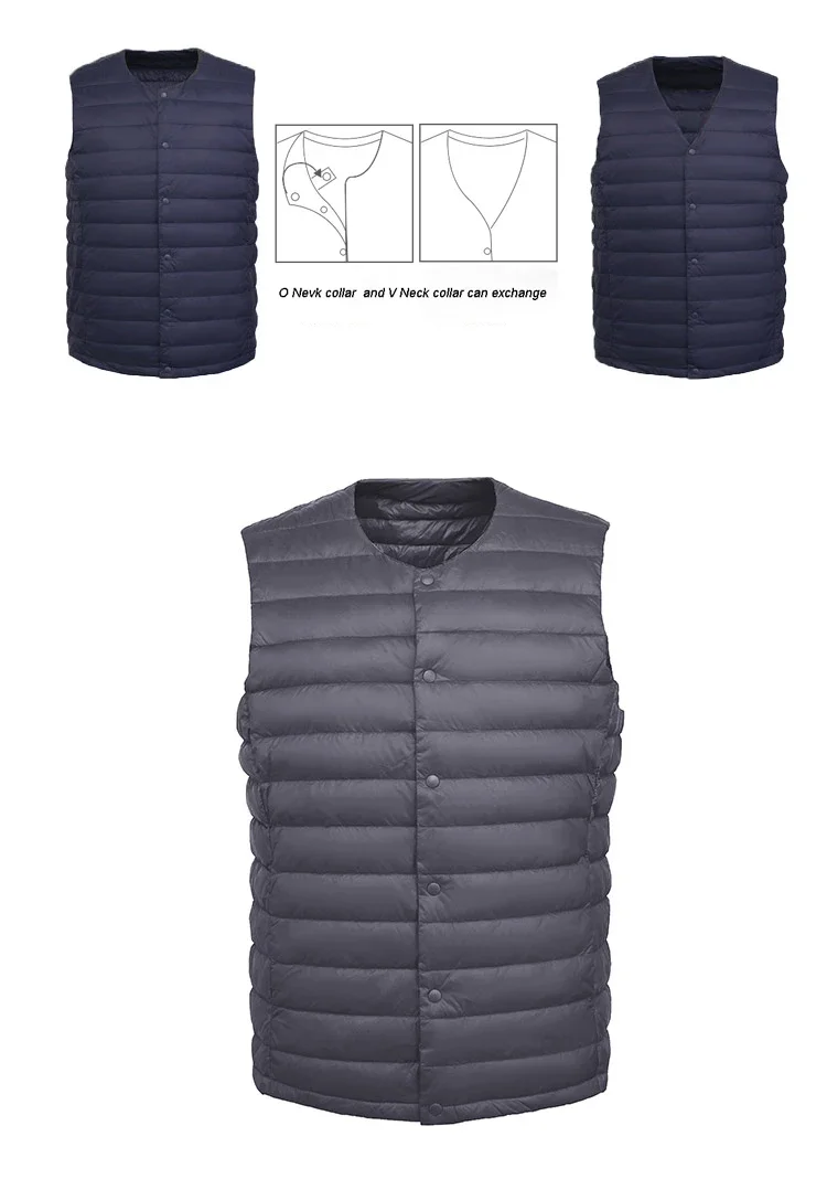 PlatiNum Men's White Down Vest - Design Details