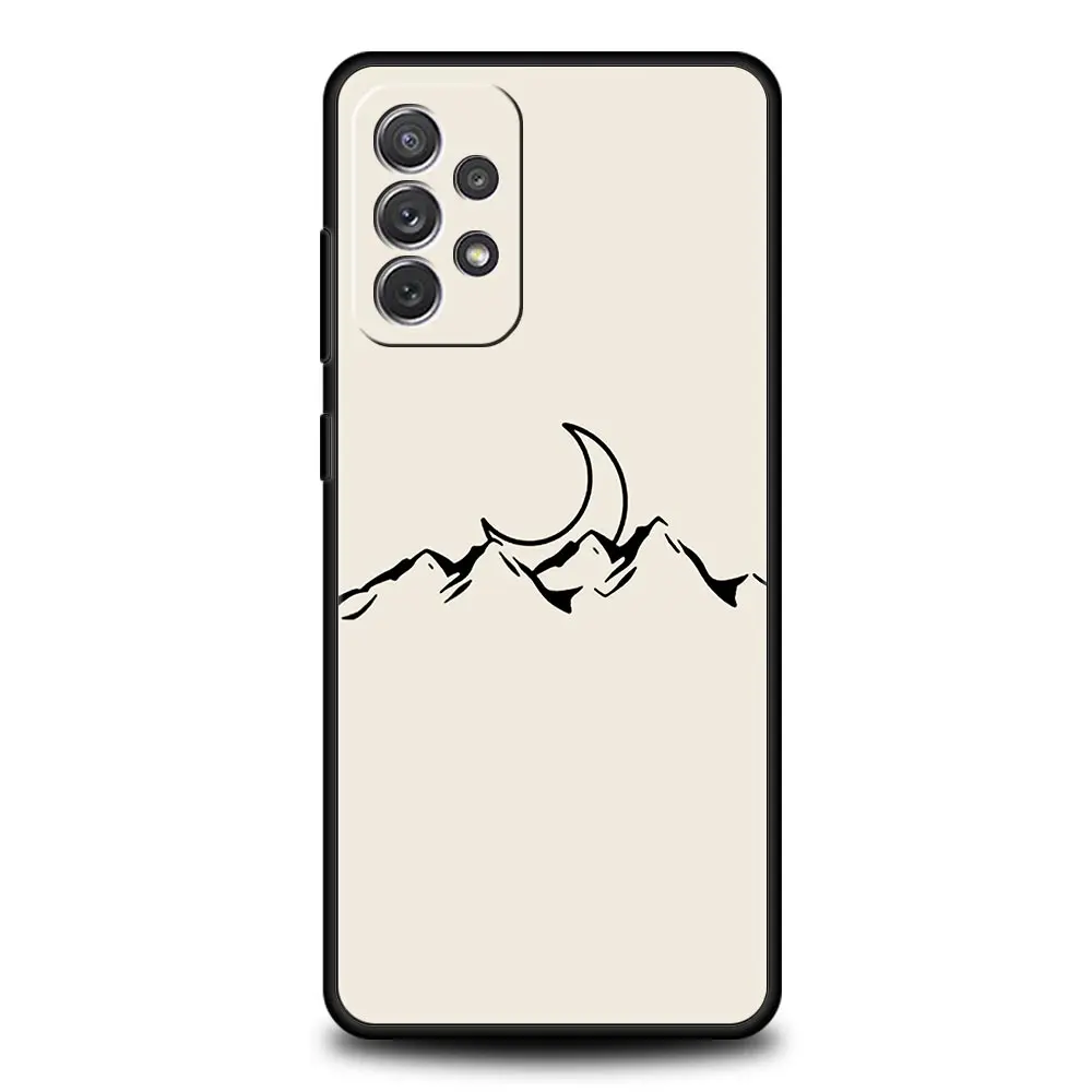 Line Mountain Scenery Sun Moon Phone Case Cover