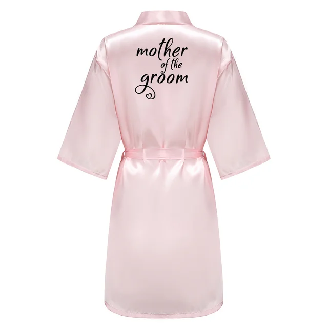 New Bride Bridesmaid Robe With Black Letters Mother Sister of the Bride Wedding Gift Bathrobe Kimono Satin Robes SP005 As the Photo Show