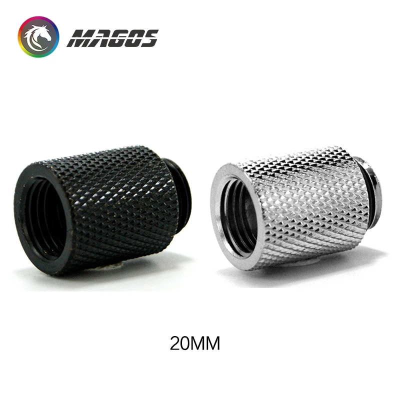 PC Water Cooling Accessories G1/4 Fitting,Extender 10mm 15mm 20mm 30mm 40mm M-F, Black/Silver