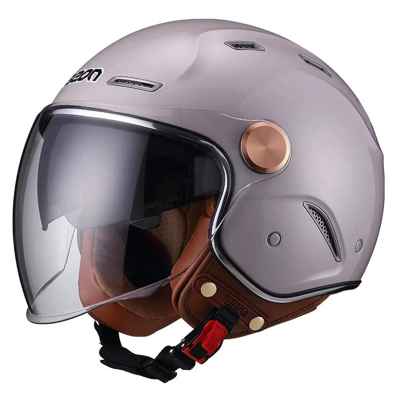 BEON B122 Retro Open Face Motorcycle Helmet Vintage Moto Casque Casco Capacete Helmets Dual Lens