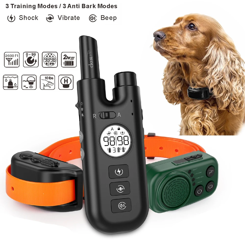 Nuovo Collare Elettrico A Distanza Da 800M Sound Shock Vibration Ipx7 Dog Training Stop Bark Collar Con Beeper Da Caccia Per L'Addestramento Dei Cani