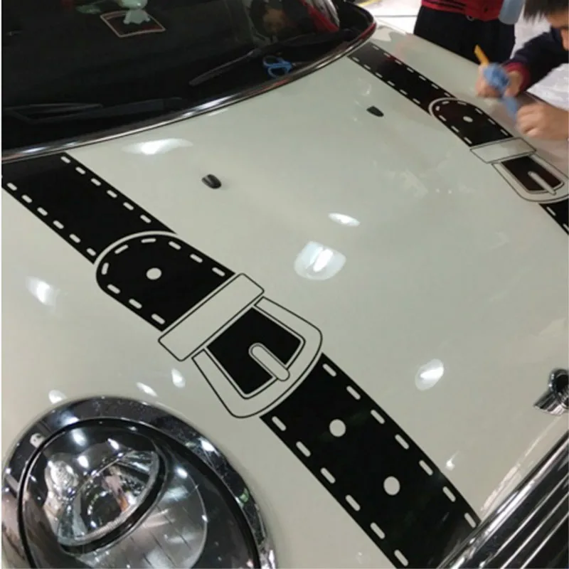

Personality Strap Lines Decoration Vinyl Sticker on Car Hood for MINI COOPER ,Fashion Car Styling Decals Waterproof Car Sticker