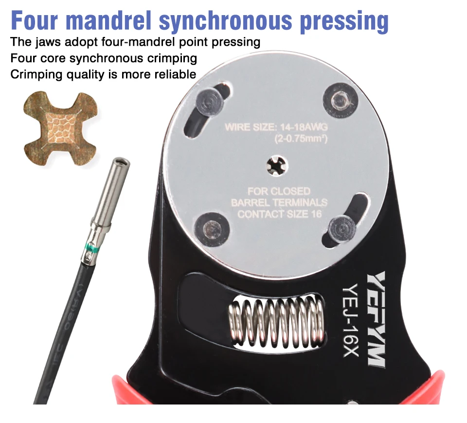 Deutsch Crimp Tool, YEJ-12X/16X/20X Crimper mit geschlossenem Zylinder: 4-Wege-Einkerbinder-Crimpzange für Deutsch Solid Contacts Zangen – Detail 2