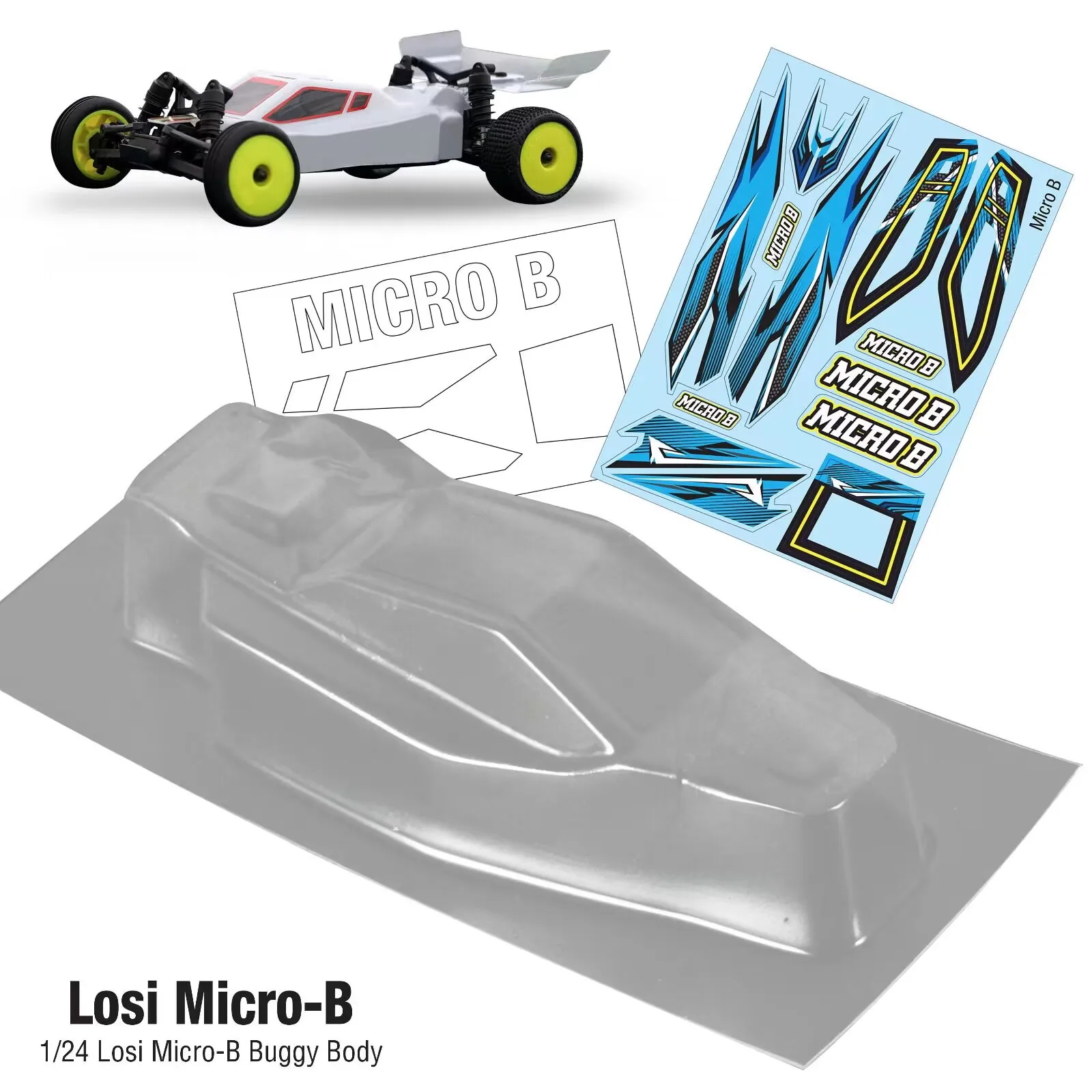 NEW 1/24 Losi Micro-B off-road vehicle body shell transparent PC with stickers thickness 0.6mm Losi Micro-B upgraded accessories 2