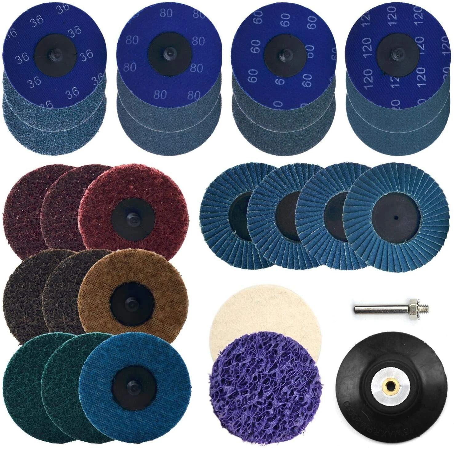 2 Inch Die Grinder Discs 28pcs Set Quick Change Disc Assorted Roll Lock