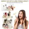 360 Degree Rotating Glass Makeup Organizer Large Cosmetic Storage Display Holder with Adjustable Compartments and Elegant Gold 4