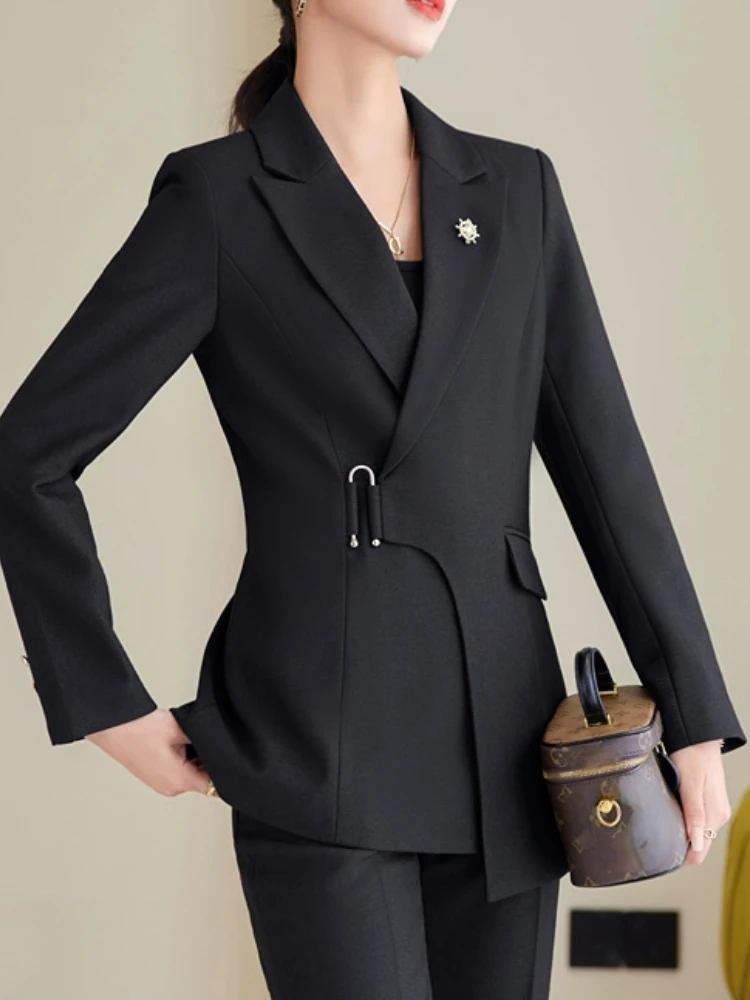 Elegant and Chic Fashion Korean Women Business Trousers Suit Lace