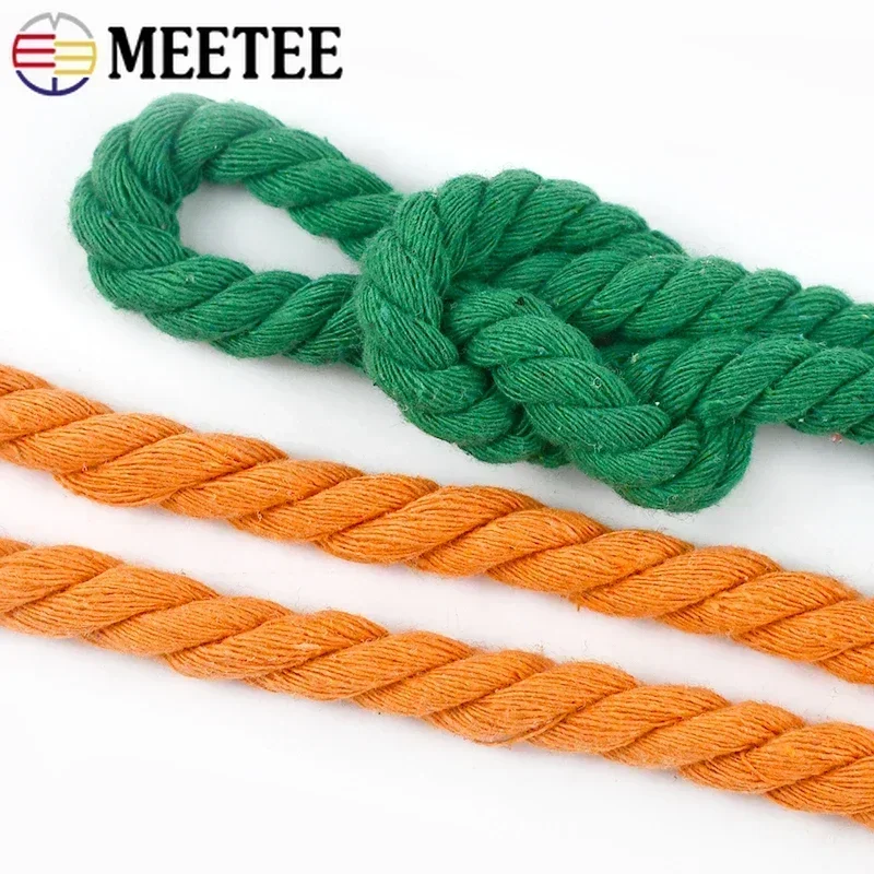 5Meters 5-20mm Colored Cotton Ropes 3 Shares Twisted Cord Weave Cords Decoration Macrame Rope for Bags Sewing Accessories