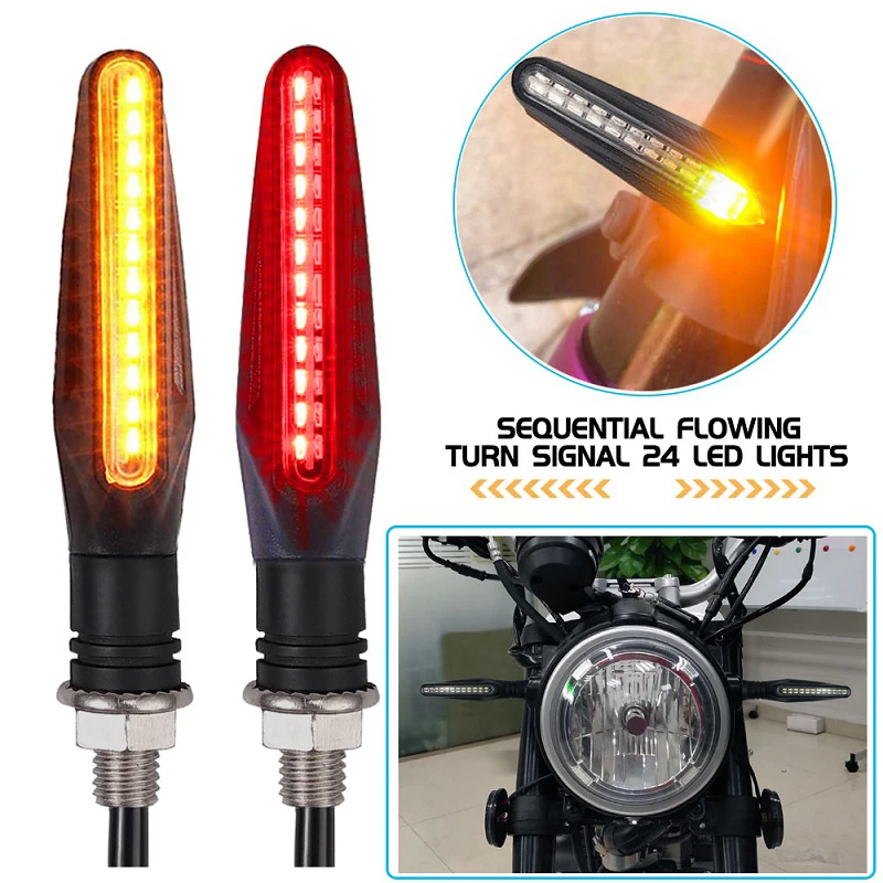 Motorcycle Turn Signal Lights 2PCS Motorcycle Turn Signal Indicator Flashing Light Blinker E11 Mark Built Relay 335SMD Universal M10 Bolt