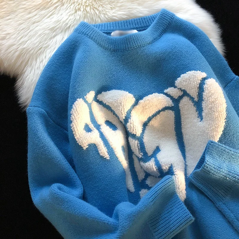 Japanese Striped Design Round Neck Sweater Women Autumn And Winter Korean Niche Lazy Wind Fluffy Sweater Y2k New Casual Sweater
