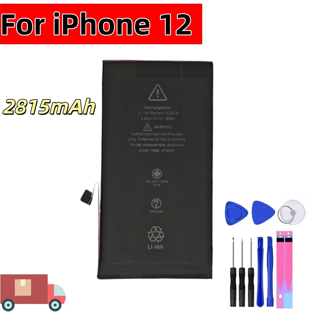 Batteria per telefono di alta qualità 100% nuova per iPhone 12 mini, 12 Pro, 12 Pro Max, PM, sostitutiva + strumenti gratuiti - immagine 2