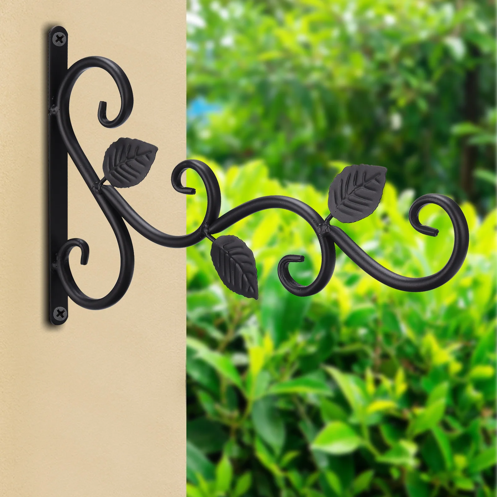 Hanging Hook Plant Hooks Wall Decoration Home Art Decor Iron 30x20x2cm Black Garden Plants Durable Wind Chime Bracket