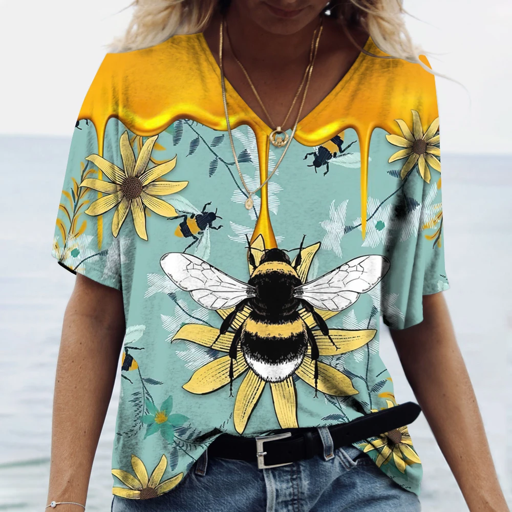 

Women's T-Shirt 3d Print Tee Funny Bee Summer Short Sleeve T-Shirt Male Casual Unisex Oversized T Shirt Harajuku O-Neck Tops