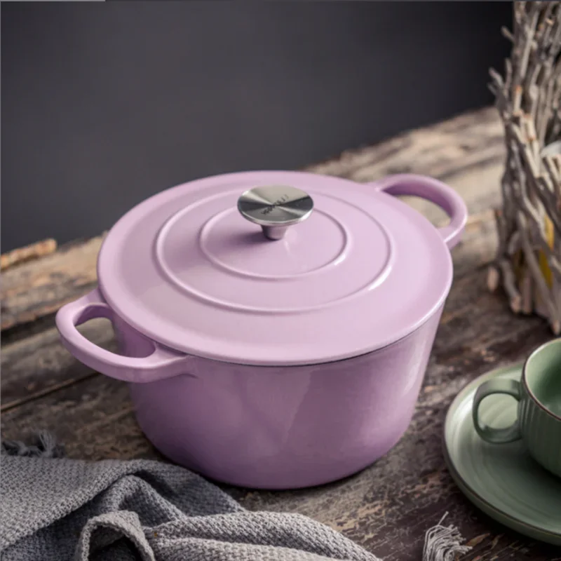 

23CM Colorful Dutch Oven Enameled Cast Iron Soup Pot With Deer Lid Saucepan Casserole Kitchen Accessories Cooking Tools