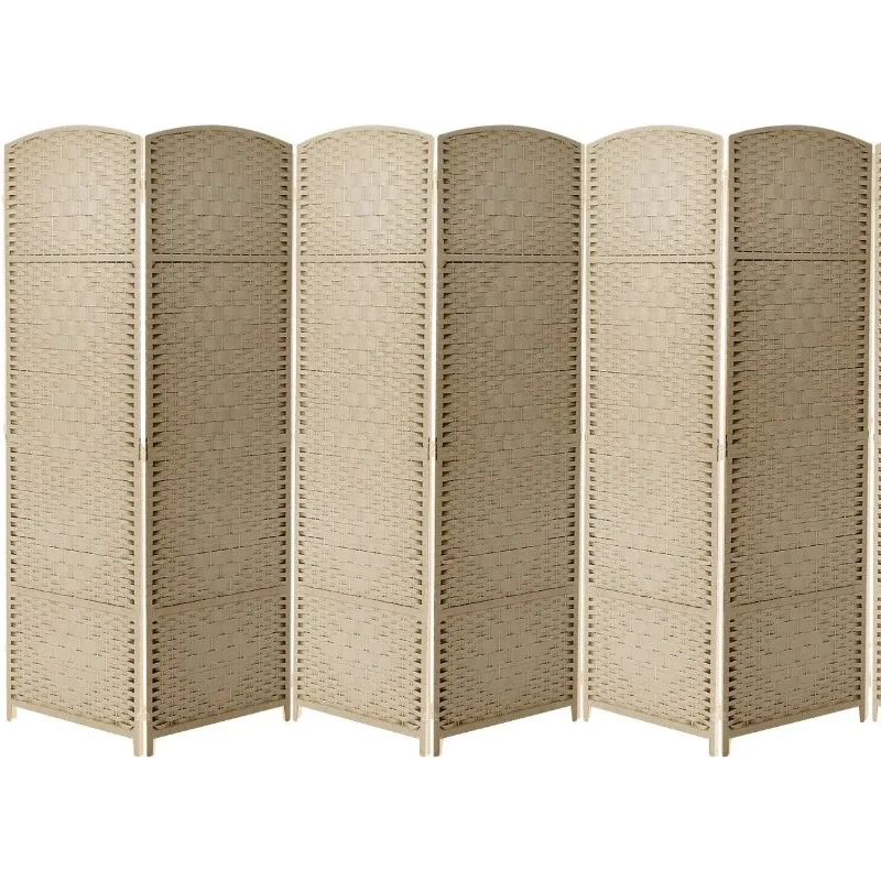 

6 ft.Tall Extra Wide Foldable Panel Partition Wall Divider, Double Hinged Room Dividers , Diamond Double-Weaved (6 Panel, Beige)