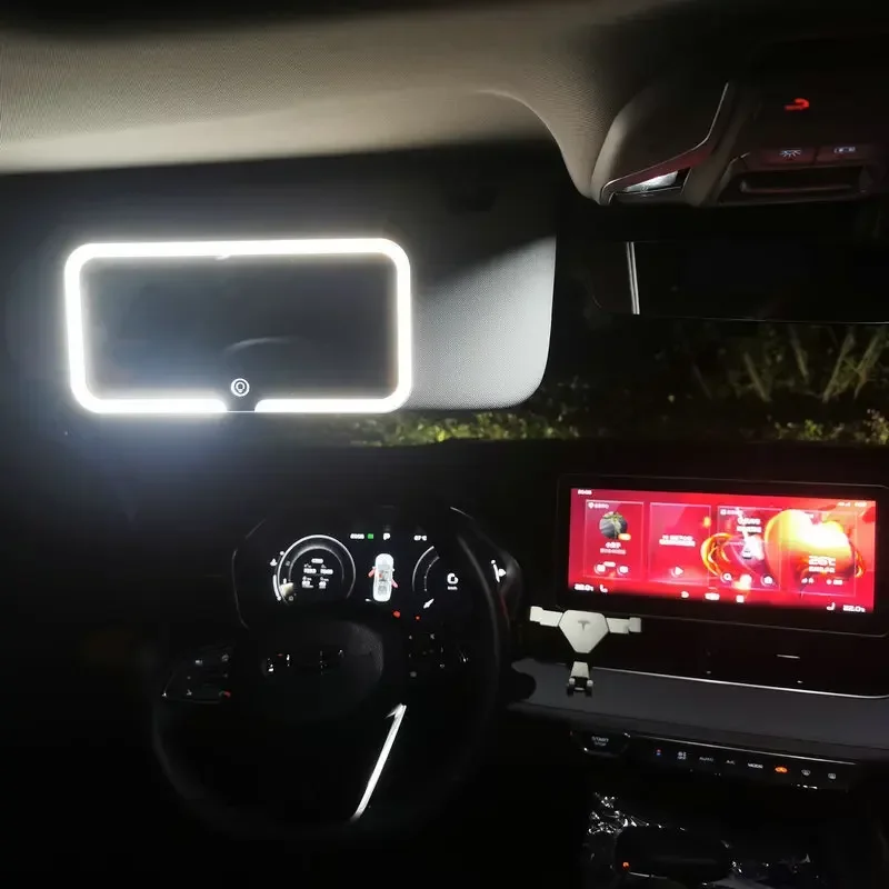 Car Sun Visor Vanity Mirror 3 Light Modes Rechargeable Car Makeup Mirror Touch Control Light Up Universal