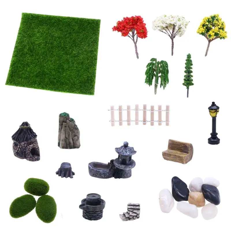 

DIY Miniature Fairy Garden Kit Courtyard Ornaments Doll House Decor Decorative Mini Garden Fence Landscape For Desktop Bookshelf
