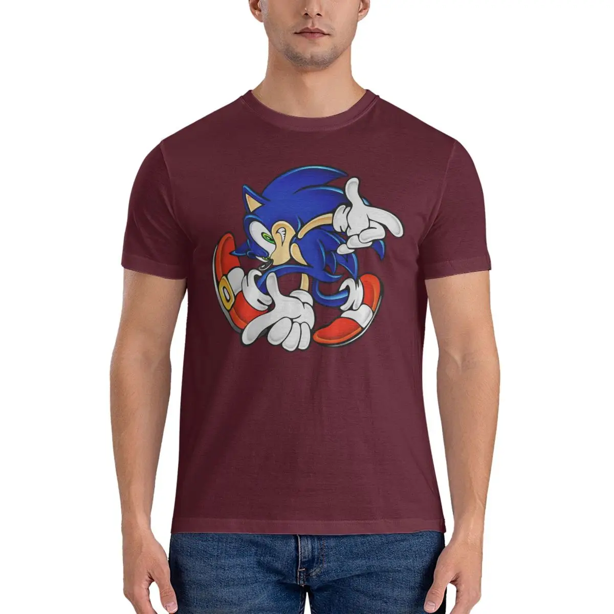 thumbnail image 1 of Camisetas GAME para hombre, de algodón puro, estilo hipster, con cuello redondo, de Sonic, de manga corta, regalo de cumpleaños, 1 of 5