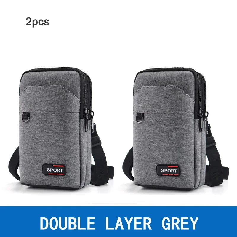 Waterproof Men's Double Layer Waist Bag with Crossbody Strap