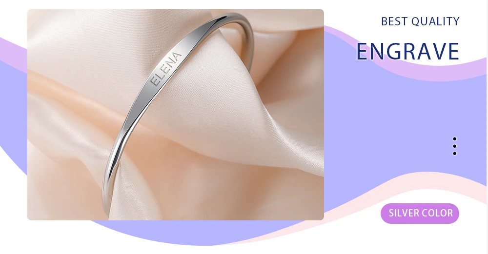 Couple Name Text Engrave Custom Bangle Personalized Bracelet Cuff Gift for Women Men Friend Stainless Steel Silver Color Jewelry