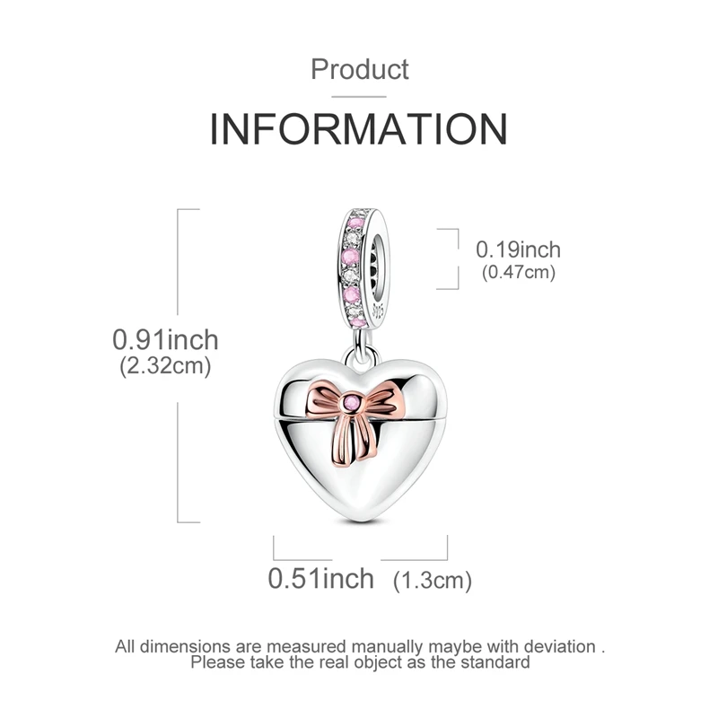925 Sterling Silver Charms Beads Infinite Love Heart For Women DIY Jewelry