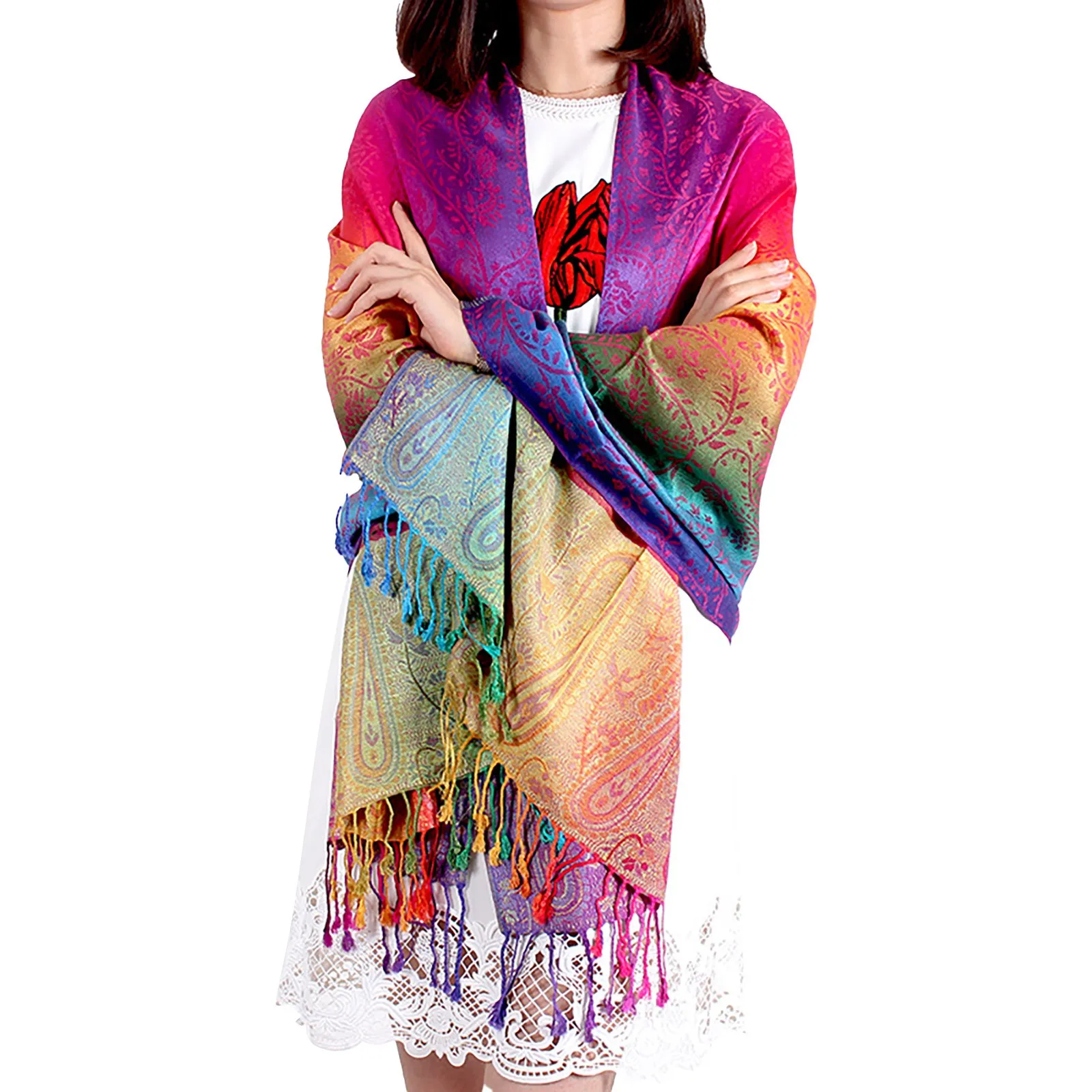 Women Multi-Color Scarf Long Soft Wrap Shawl Ladies Scarf Fashion Women Silk Scarf Luxury Satin Shawl Wraps Chiffon Hijab  스카프 6