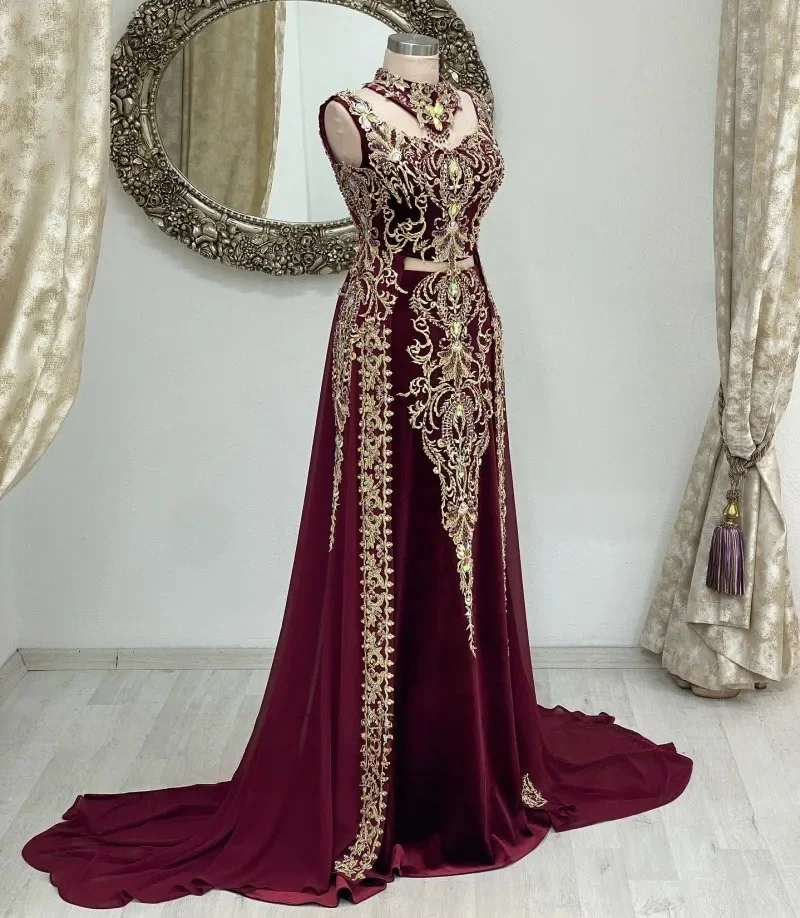 Lace Moroccan Kaftan Caftan Muslim Evening Dresses A-line Sweetheart Appliques Dubai Arabic Abaya Islamic Gown Customized 2