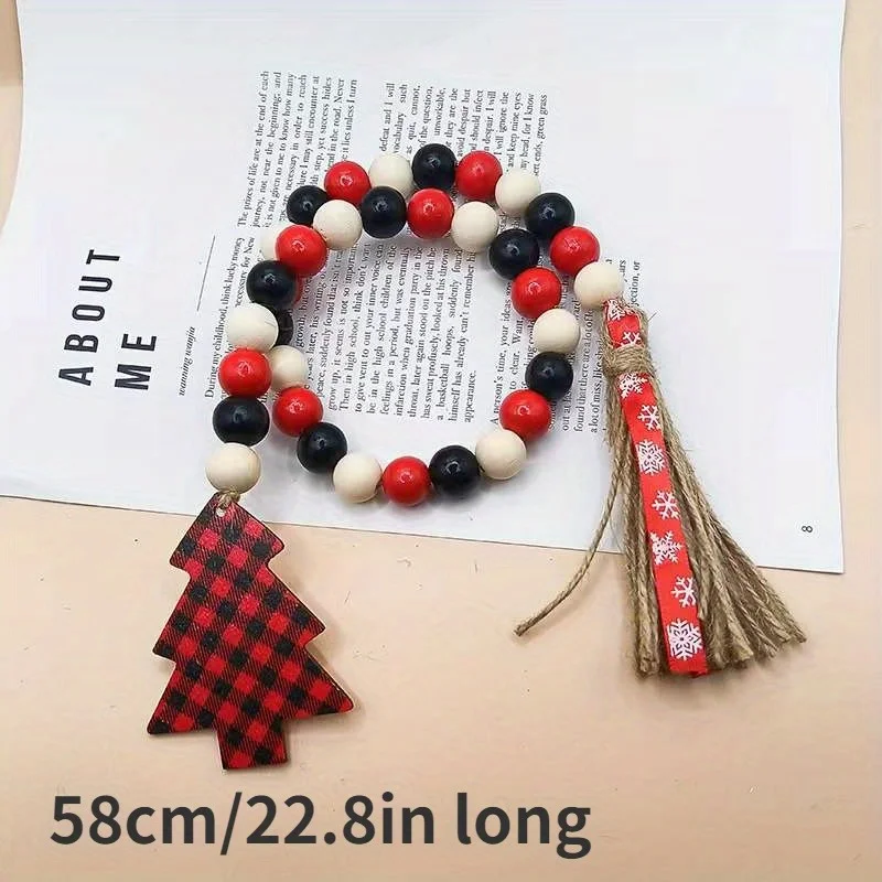 1 Piece of Tassel Beaded DIY Christmas Tree Printed Wooden Pendant Decoration, Custom Fashion Crafts, Toys, Jewelry Accessories