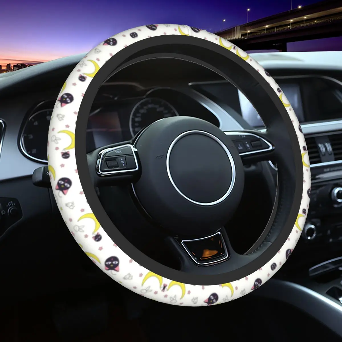 Coprivolante Manga Per Lune Sailor Jamis Usagi Tsukino Luna Protezione Volante Universale 14.5-15 Accessori Auto