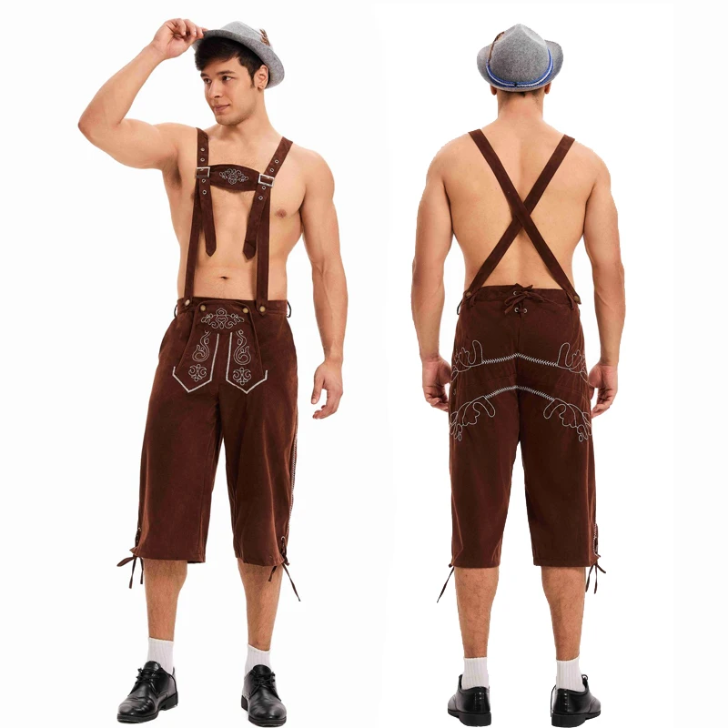 Men Carnival The Munich Oktoberfest Costume Faux Leather Pants Beerfest Clubs Waiter Cosplay Fancy Party Dress cosplay costume men festival costume set men medieval costume