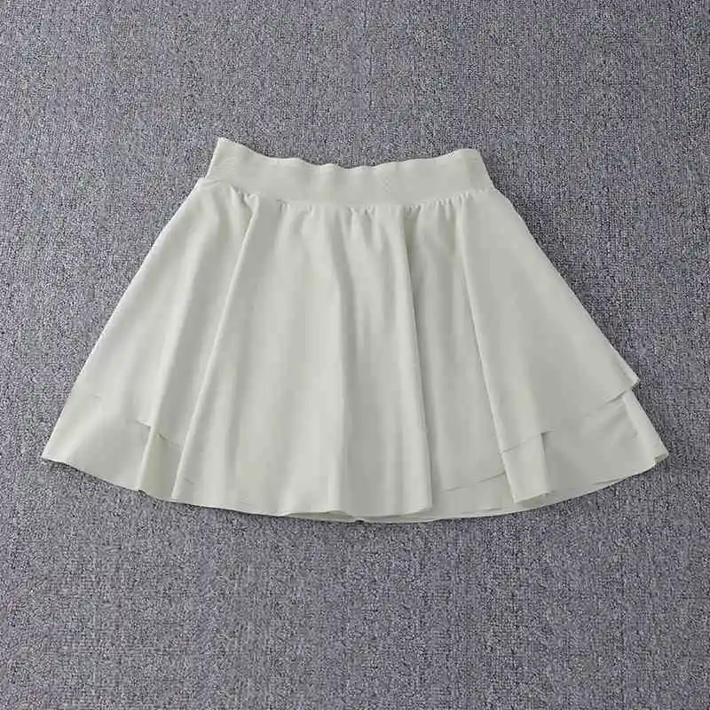 New Design Solid Color Double Layer High Waisted Gym Workout Fitness Athletic Yoga Wear Tennis Skirt