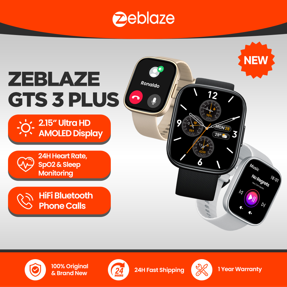 New Zeblaze GTS 3 Plus AMOLED Screen Smart Watch Ultra 2.15'' Hi-Fi Bluetooth Phone Calls Health and Fitness Tracking Smartwatch