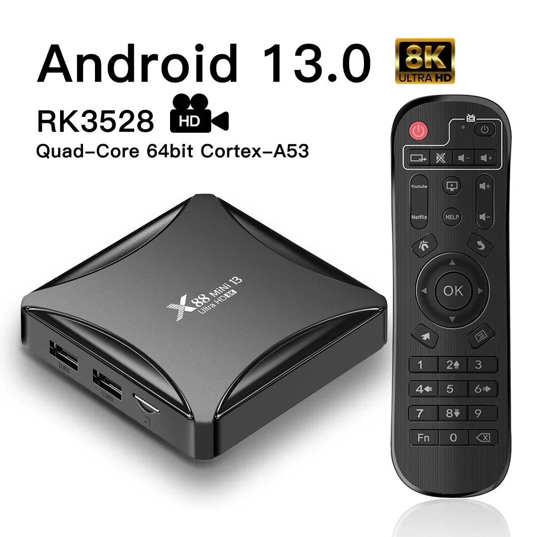 X88 MINI 13 TV Box Android 13 Rockchip RK3528 Dual 8K Dual Band Wifi Smart Tv Box 4G 32GB 64GB Smart IPTV TV Box Media Player new rk3528 android 13 x88 pro 13 smart tv box google ota set top box dual band wifi6 2 4g