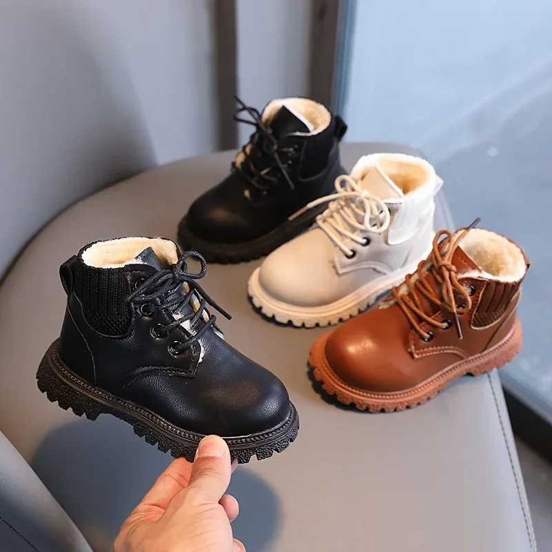 Kids Tide Boots Children Leather Boots Autumn Winter Fashion
